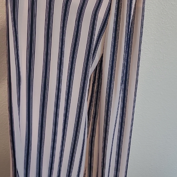 Jumpsuit Romper Long M Pink Blue Strip Lined Halter Top - Picture 9 of 12